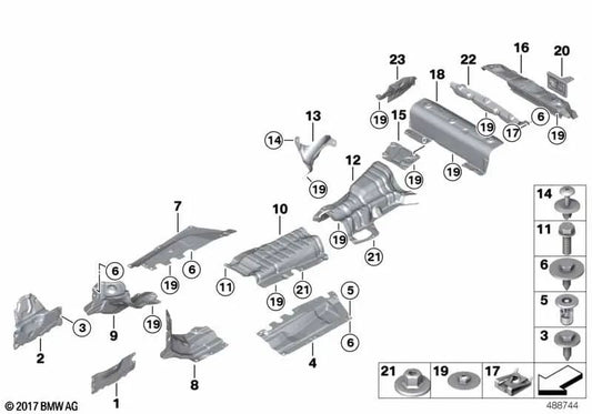 Wärmeschutz der Bodenwanne OEM 51487277732 für BMW 1er F20, F21, 2er F22, F87 M2... und mehr. Original BMW.