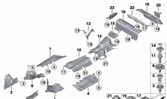 Wärmeschutz der Bodenwanne OEM 51487277732 für BMW 1er F20, F21, 2er F22, F87 M2... und mehr. Original BMW.