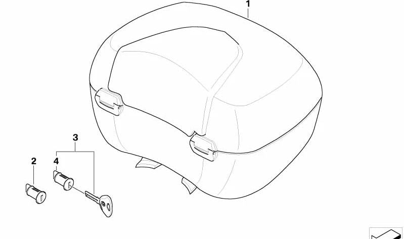 Top Case Granit-Grau Grande 49L OEM 71607727707 Para BMW K1200 GT, K1300 GT (2007-2010). BMW Motorrad original.
