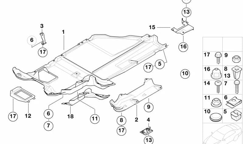 Cubierta inferior OEM 51718397911 para BMW E36, Z3. Original BMW.