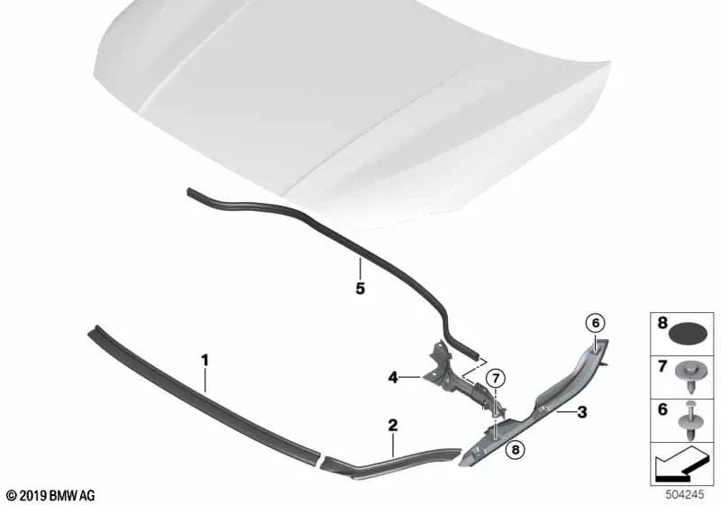 Versiegelung der rechten Seitenwand für BMW 1 F40 -Serie, Serie 2 F44 (OEM 51767450920). Original BMW