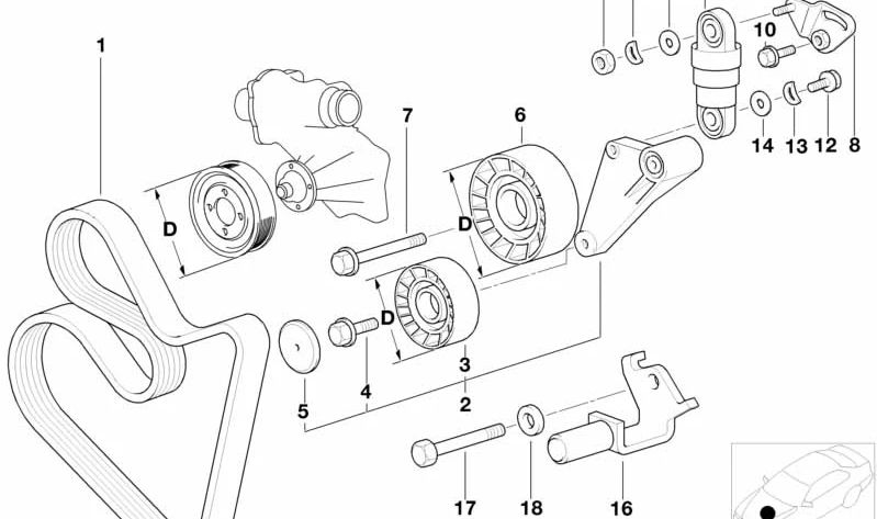 Correa poli-V (PK7x1580) OEM 11287636367 para BMW E34, E32, E38, E31. Original BMW.