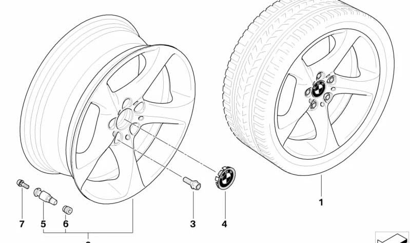 Válvula de aire para neumáticos OEM 36136775937 para BMW E90, E91, E92, E93. Original BMW.