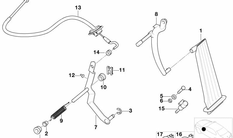 Câble d'accélérateur pour plusieurs modèles BMW (OEM 35412228506). BMW d'origine