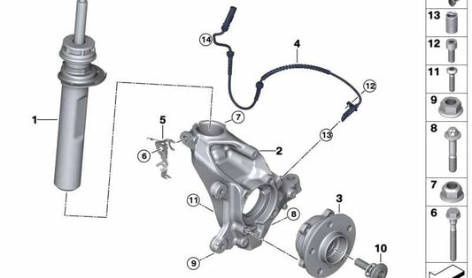 Soporte tubo flexible freno delantero izquierdo OEM 34306799733 para MINI F56, F55, F54, F57... y más. Original MINI.
