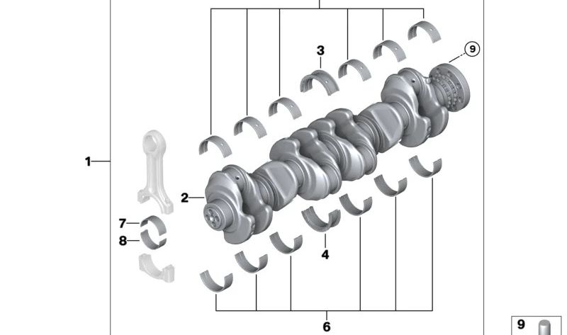 Cigüeñal sin cojinetes OEM 11217812954 para BMW F30 330d (varios motores y tracciones). Compatible desde 2012 hasta 2018. Pieza original BMW.