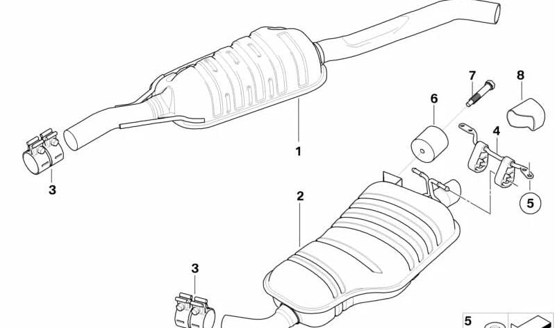 OEM silencioso intermediário 18303413814 para BMW E83 (x3 2.0i com motor N46 e tração total). Compatível com modelos de 2005 a 2010. Piece original da BMW.