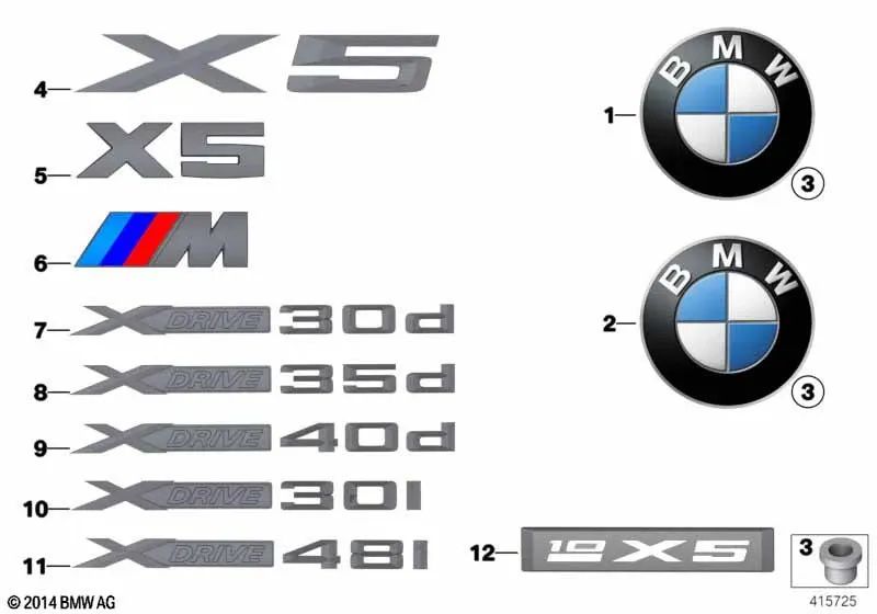 Emblem 10 Jahre x5 für BMW E70 (OEM 51147244507). Original BMW