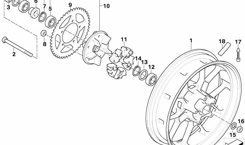 Soporte de rueda de cadena OEM 27717696772 para motos BMW G 650 X (K15). Original BMW Motorrad.