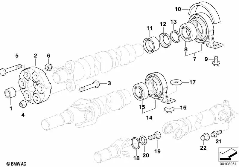 Soporte central delantero OEM 26121229683 para BMW Serie 3 E46, motores M47, M47S. Original BMW.