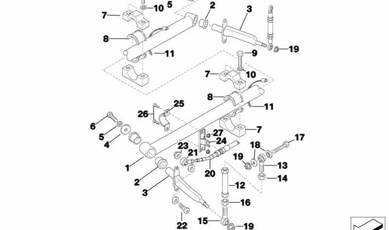 Barra estabilizadora delantera OEM 31352224132 para BMW E36. Original BMW.
