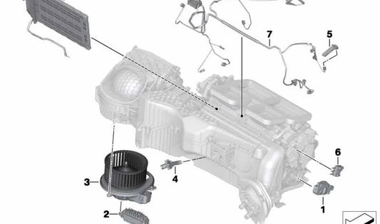 Ventilador del sistema de climatización OEM 64119350396 para BMW F20 {114d, 114i, 116d, 116d EfficientDynamics}. Original BMW.