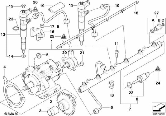 Vite cilindrica M6X16 OEM 13517781477 per BMW E46, E39, E38, X5 E53. BMW originale.