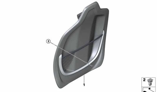 Panel trasero con bolsa de red OEM 52107378142 para BMW F22, F45, F46, F48, F49, F52. Color beige Canberra. Recambio original BMW.