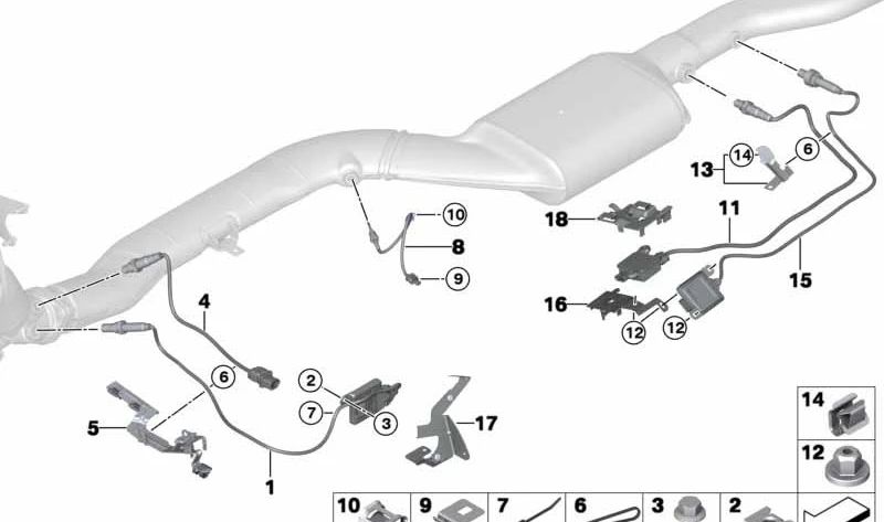 Soporte para sensor NOx OEM 13628570013 para BMW F15. Pieza original BMW.
