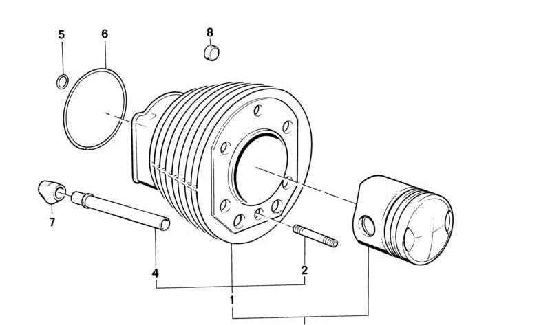 Cilindro con pistón OEM 11001338029 para BMW Motorrad R248. Repuesto original BMW. Ø70MM. Ideal como recambio completo de cilindro y pistón para motores compatibles.