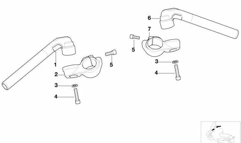 Semi-manillar izquierdo OEM 32712332159 para BMW Motorrad K 1200 GT (2002–2005), K 1200 RS (1996–2005). Repuesto original BMW Motorrad.