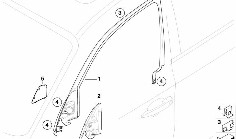 Clip moldura puerta OEM 51337121160 para BMW E81, E87, E88, E90, E91, E92, E93. Original BMW.