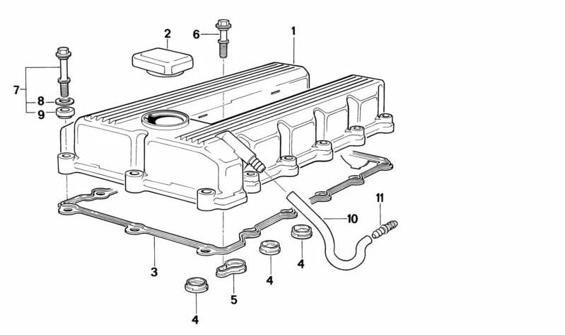 Tubo de ventilación del motor OEM 11151717858 para BMW E30. Original BMW.