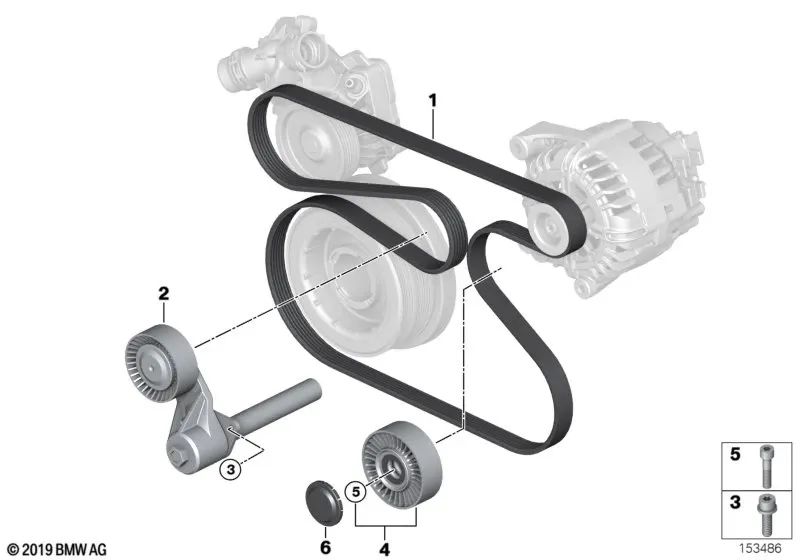 Polea de desvío para BMW E70, E70N, E71 (OEM 11287799859). Original BMW