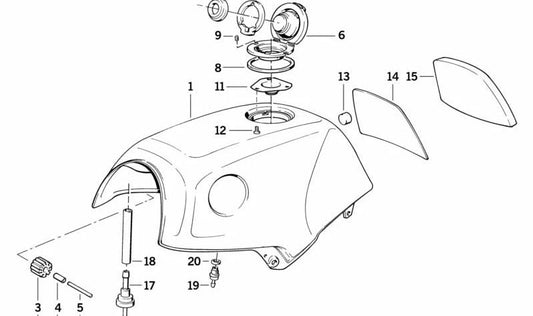 Depósito de combustible imprimado OEM 16111450631 para motos BMW K100, K100 RS, K100 RT. Original BMW Motorrad.