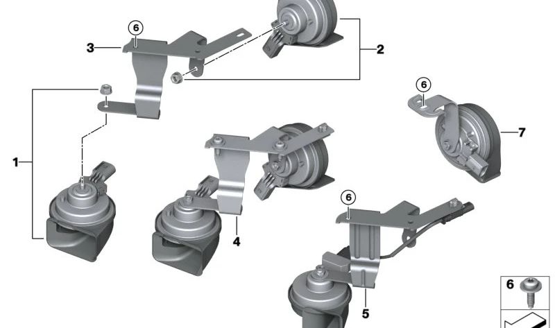 Bocinas con soporte electrónico OEM 61335A78E49 para MINI F56, F55, Cabrio F57... y más. Original MINI.