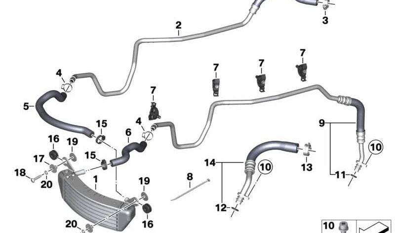 Tubería de refrigeración de aceite OEM 17227687003 para motos BMW K1200R, K1300R. Original BMW Motorrad.