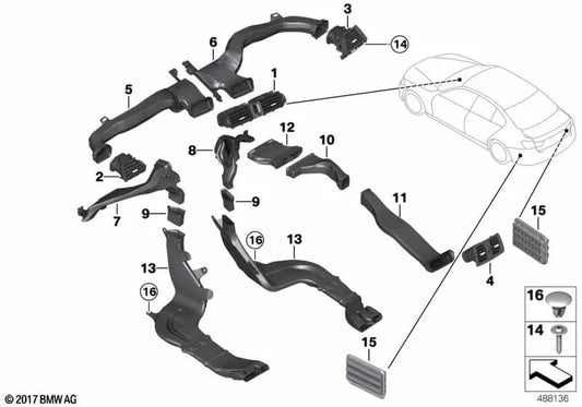 Rechter Kaltluftkanal OEM 64229218498 für BMW F30, F31, F80, F34, F32, F82, F33, F83, F36... und mehr. Original BMW.