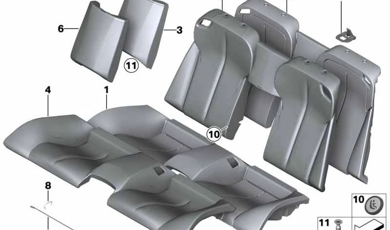 OM 5220726504 Rücksitzunterstützung für BMW F12, F12N, F13, F13N. Original BMW.