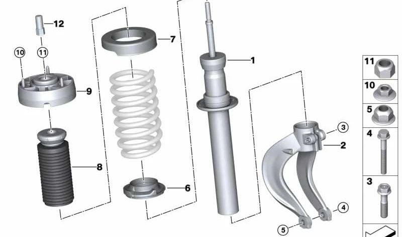 Amortiguador delantero con tubo protector OEM 31336865132 para BMW F15, F16. Original BMW.