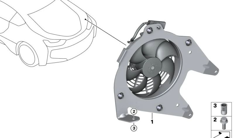 Electroventilador OEM 17427639680 para BMW i8 (I12, I15). Original BMW.