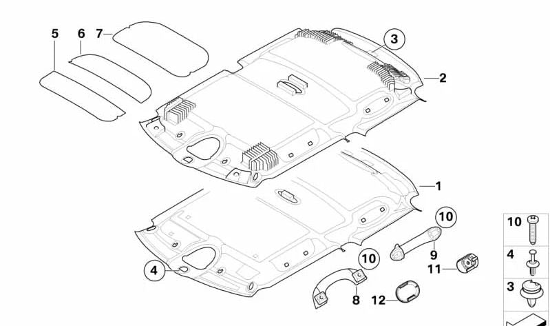 Asa interior trasera izquierda OEM 51442753143 para MINI R55, R56, R57, R58, R59. Repuesto original MINI.