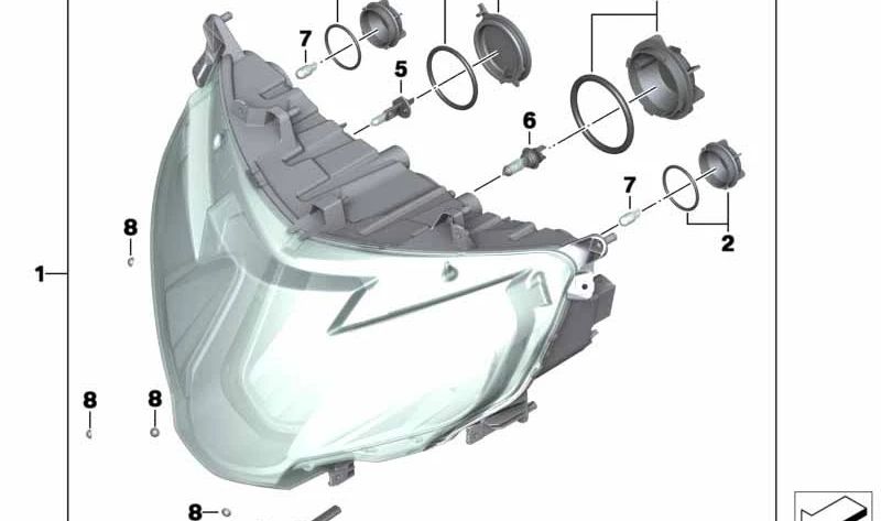 OEM frontal 63128541627 para motocicletas BMW R1200 RT, R1250 RT. BMW Motorrad original.