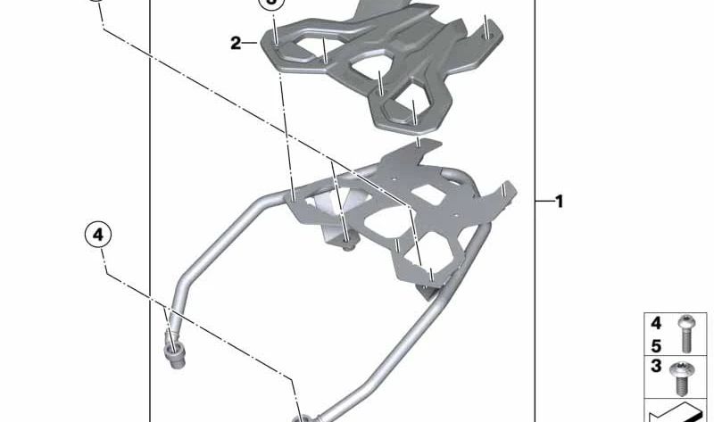 Hintere Brücken-Topcase-Unterstützung OEM 46548404577 für BMW Motorräder F750GS, F800GS, F850GS, F900GS... und mehr. Original BMW Motorrad.