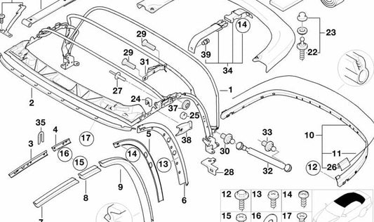Kit de reparación de lona para BMW (OEM 54318412057). Original BMW
