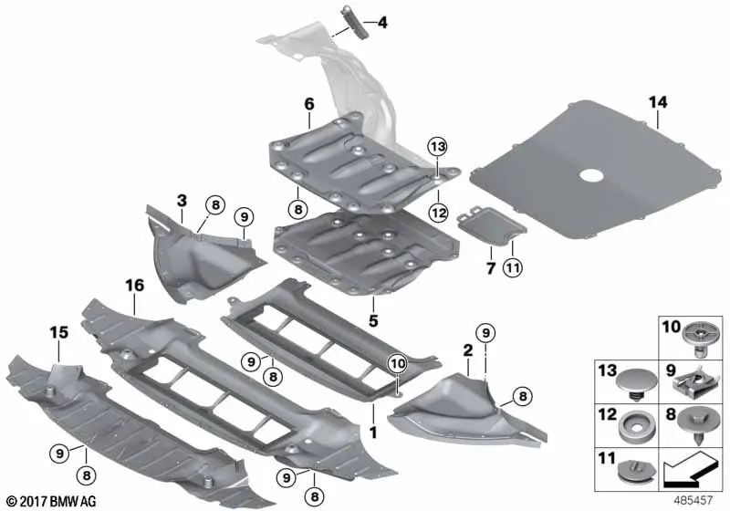 Placa deflectora izquierda OEM 51717993313 para BMW M4 F82, M4 CS... y más. Original BMW.