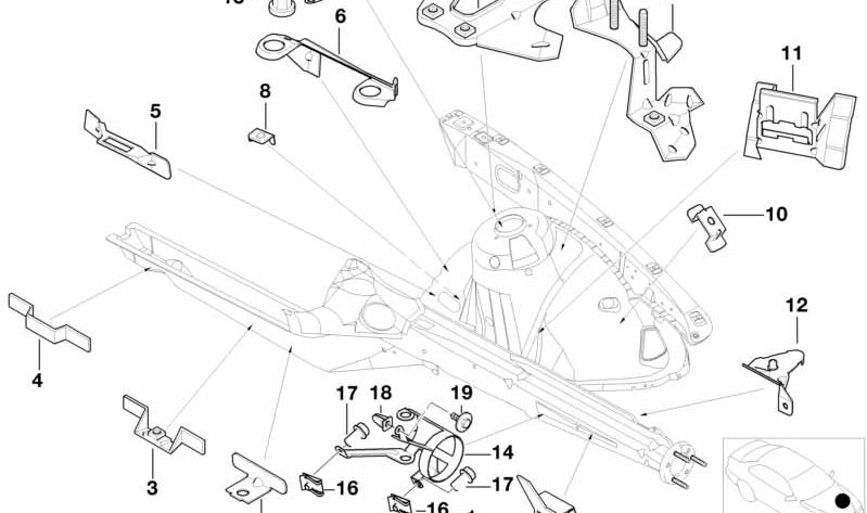 Soporte de revestimiento inferior izquierdo para BMW E39 (OEM 41118189240). Original BMW.