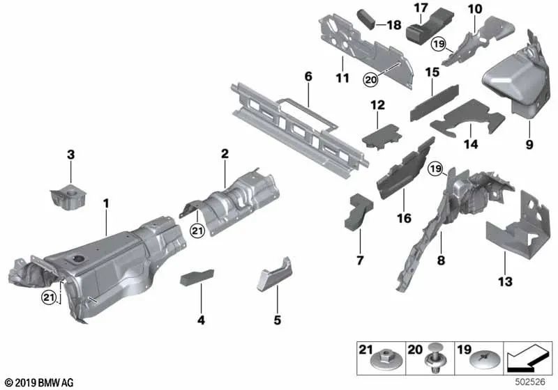 Isolamento acústico do passe da roda traseira esquerda para BMW X7 G07, G07N (OEM 51487434359). BMW original.