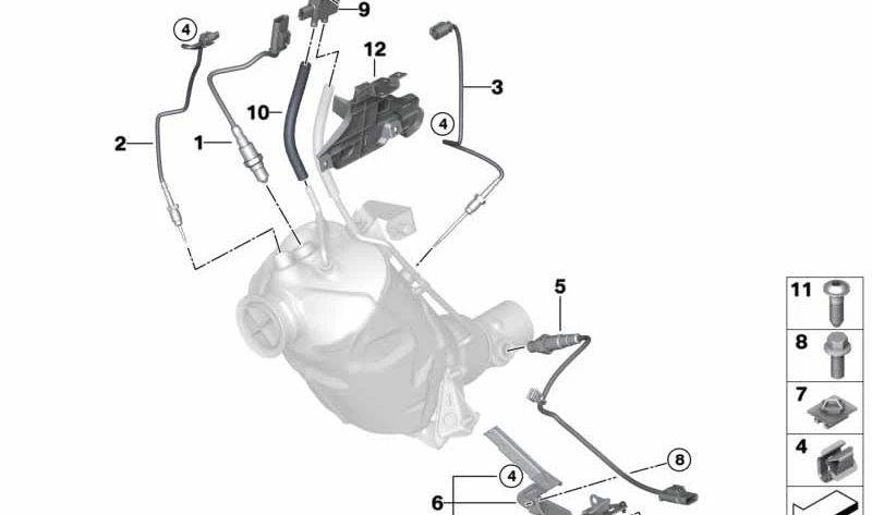 Soporte sensor OEM 13628513997 para BMW F20, F21, F22, F23, F30, F31, F34, F32, F33, F36, F10, F11, F25, F26, F15. Soporte original para sensor de emisiones. Original BMW.