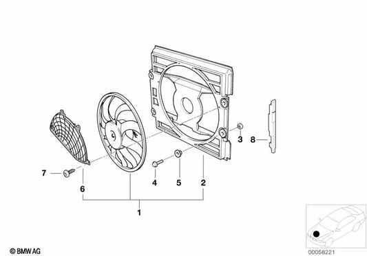 Junta derecha del cerco de presión OEM 64548384058 para BMW Z8 E52. Original BMW.