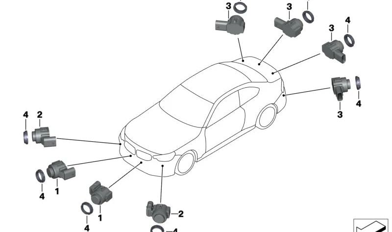 Sensor de aparcamiento ultrasónico color Dark Shadow OEM 66209826989 para BMW G42, G87, G32N, G11N, G12N, G05, G18, G06, G07. Original BMW.