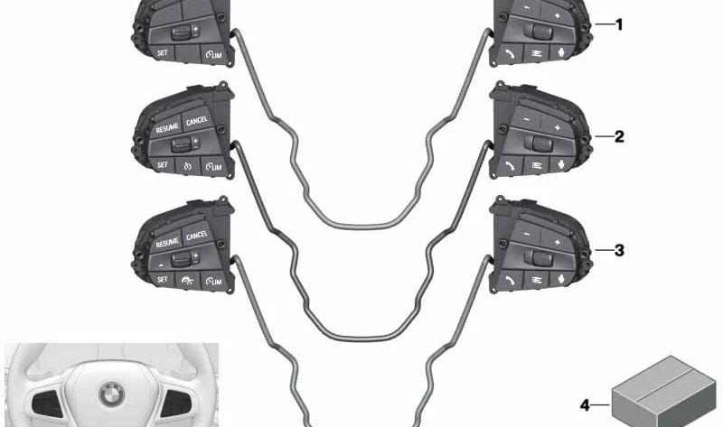 Interrupteur de vol multifonction OEM 61315A58799 pour BMW F40, F44, G42, G20, G21, G22, G23, G26, G29. BMW d'origine.