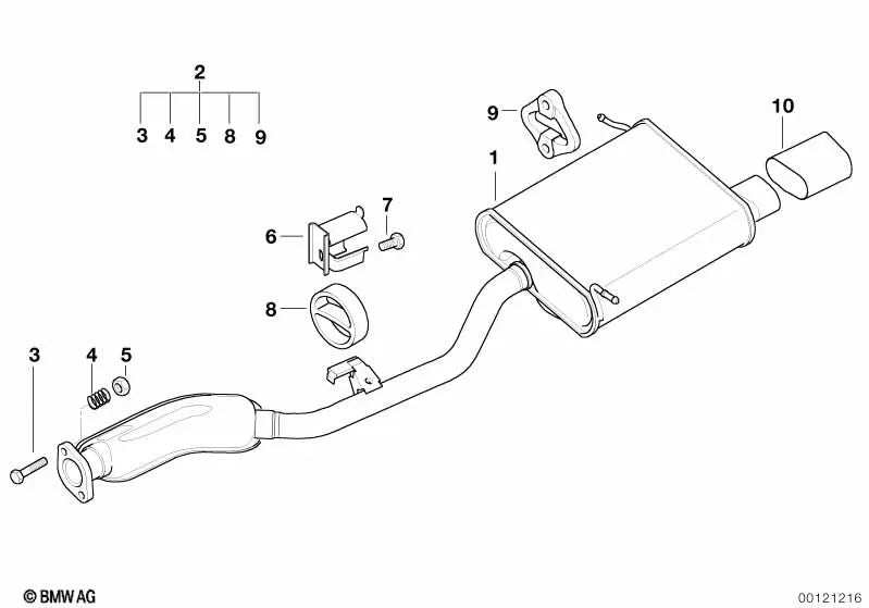 Silenciador trasero para BMW E46, E70, E53 (OEM 18101433388). Original BMW