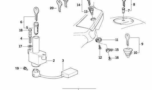 OEM -Speicherbox 51252308461 für BMW K1 Motorcycles, K100RS. Originaler BMW Motorrad.