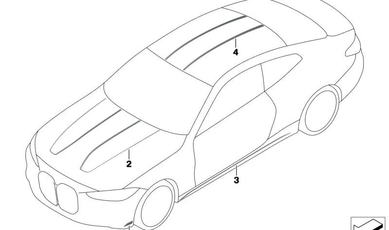 Juego de vinilos decorativos para techo OEM 51147886391 para BMW G82 M4 CSL (producción 07/2022 - 02/2023). Original BMW.