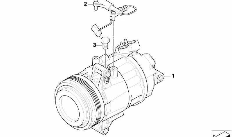 Compressore di condizionamento dell'aria OEM 64509182800 per BMW Z4 E85, E86. Sostituzione BMW originale.
