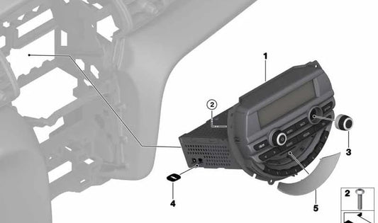 Radio OEM 65126841603 para MINI F54, F55, F56, F57, F60. Original MINI.