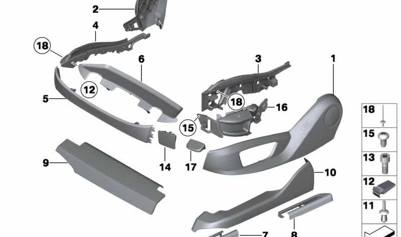 Right outer upholstery fixing clip OEM 52109157174 for BMW F07, F10, F11. Original BMW.