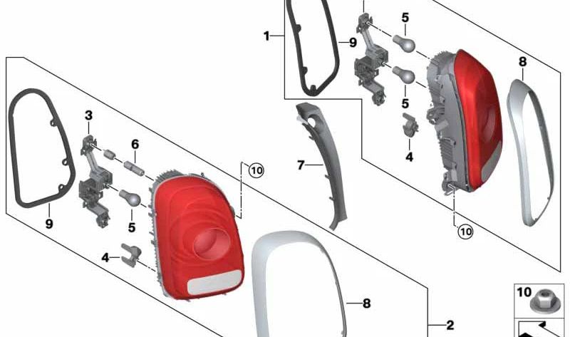 Piloto trasero derecho OEM 63219477160 para MINI F60 (Countryman). Compatible con todos los modelos F60. Repuesto original MINI.