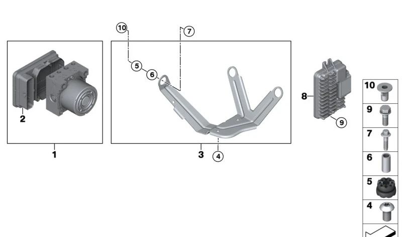 Soporte del módulo ABS OEM 34516852030 para BMW i3 (I01, I01N). Pieza original BMW.